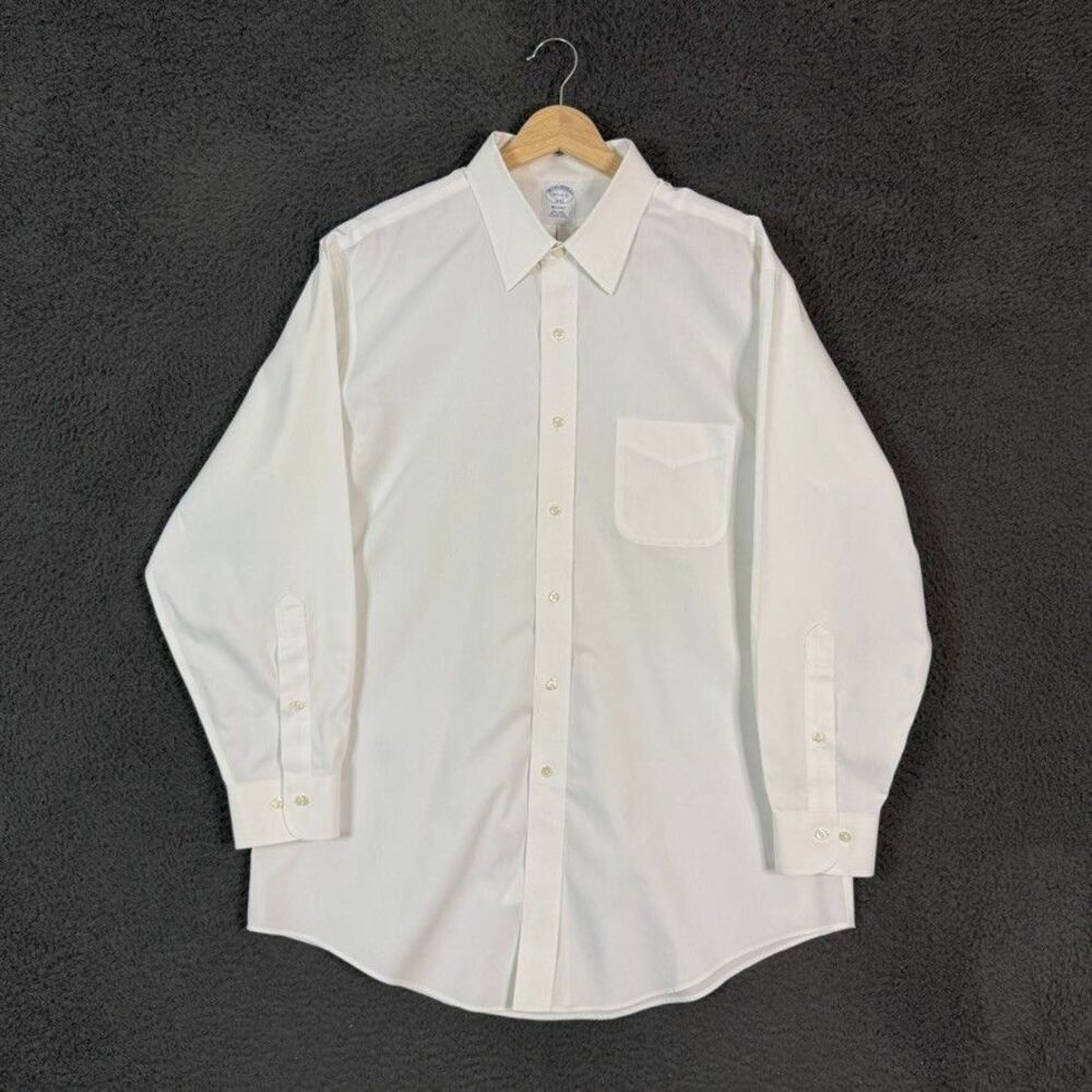 Brooks Brothers Dress Shirt Mens 16.5 32/33 White Regent Fit Long Sleeve Formal